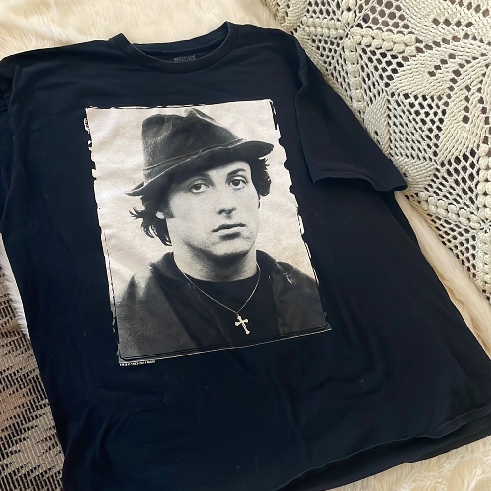 Rocky Balboa black t shirt.